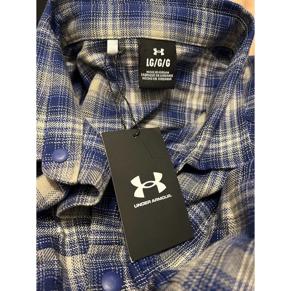 Under Armour Men's Size Large Tradesman Flex Flannel Button Blue - Picture 3 of 3